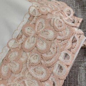 Pink Lace Trimmed Vintage Tablecloth